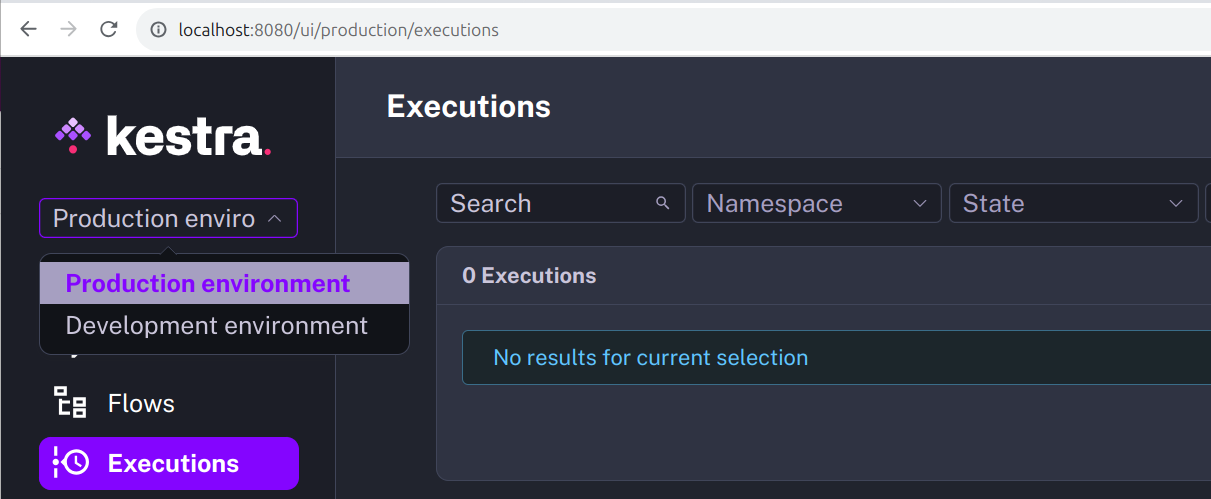 Tenants selection dropdown