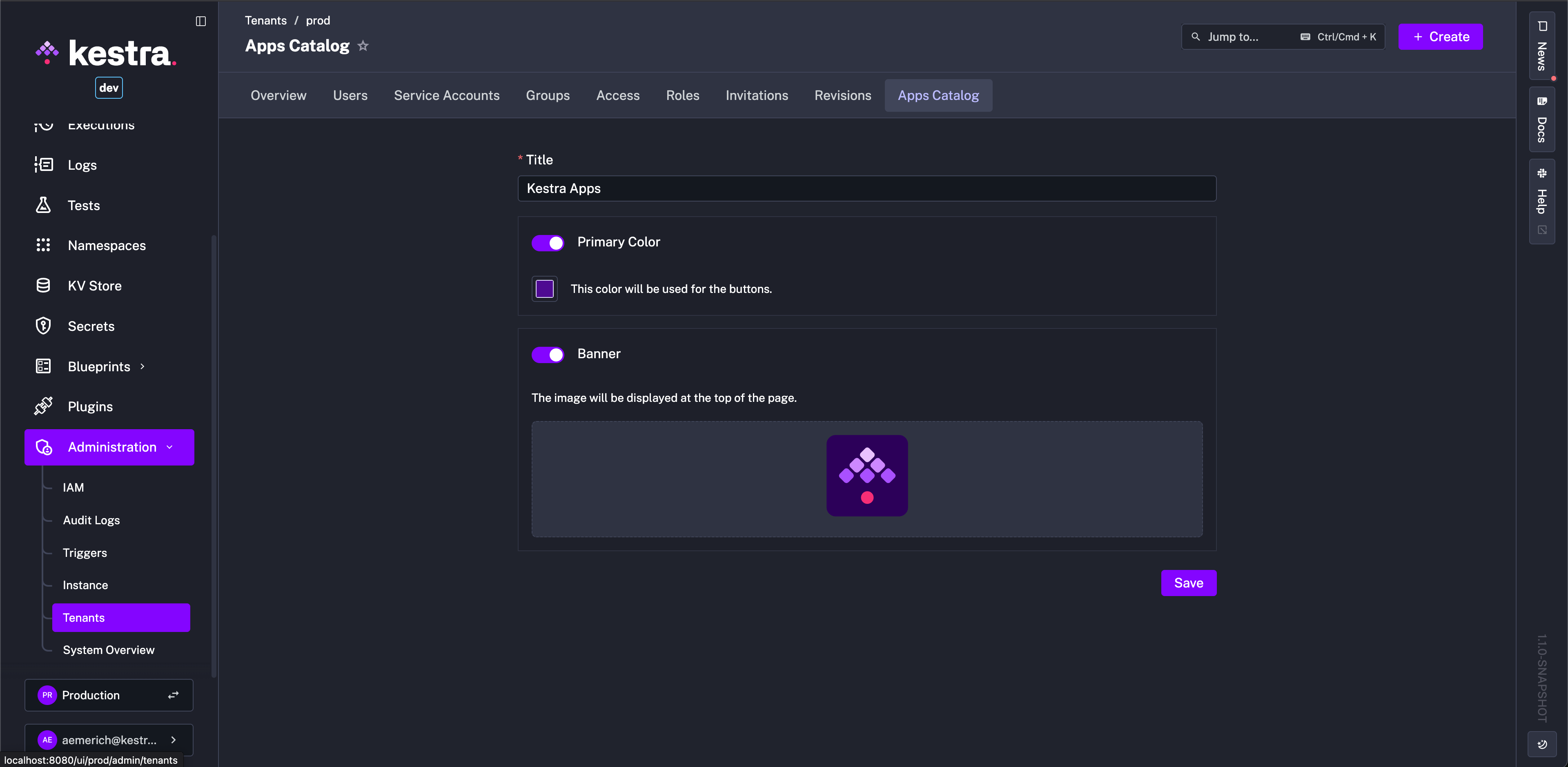 Apps Catalog Customization