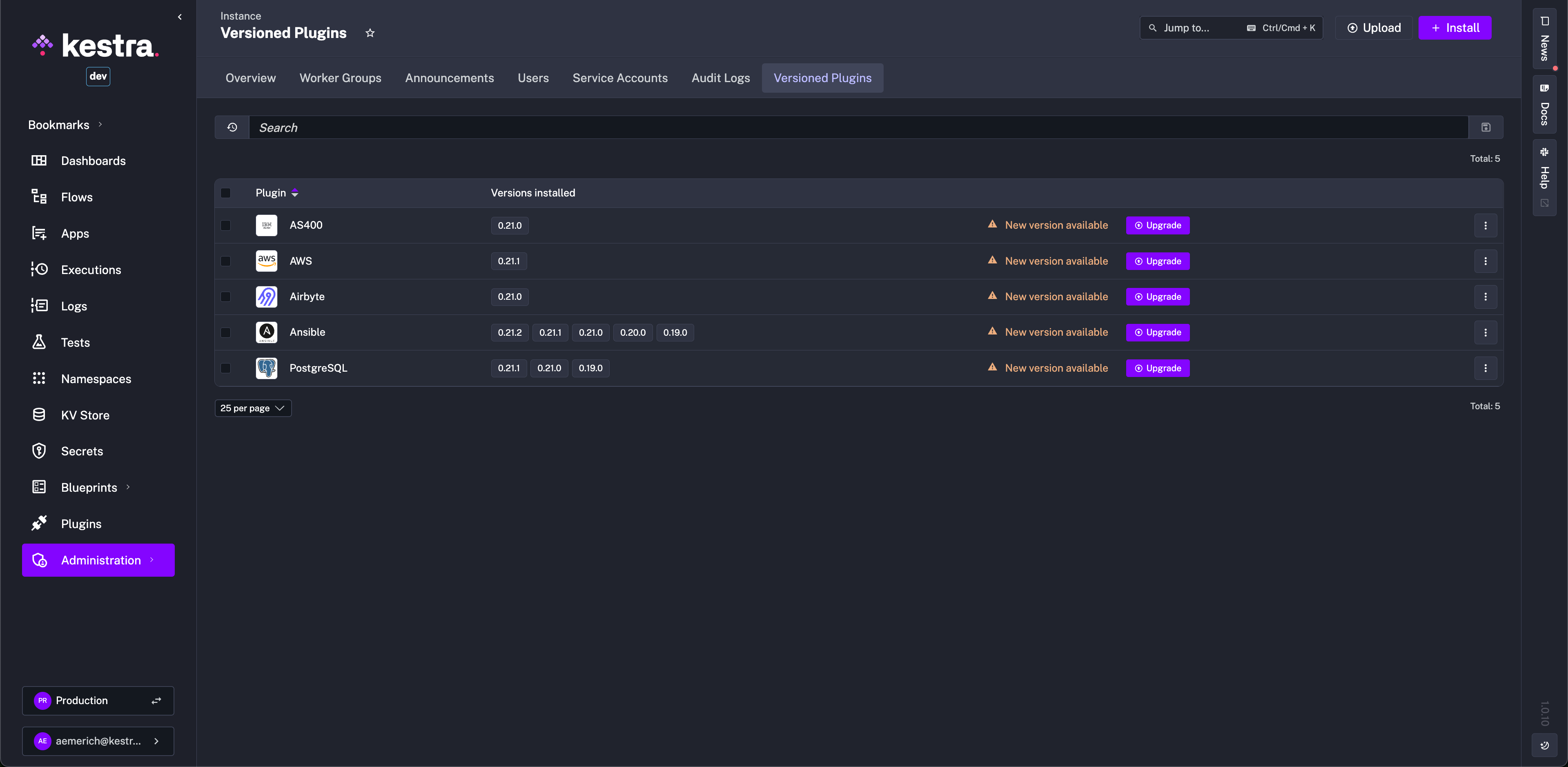 Instance Versioned Plugins