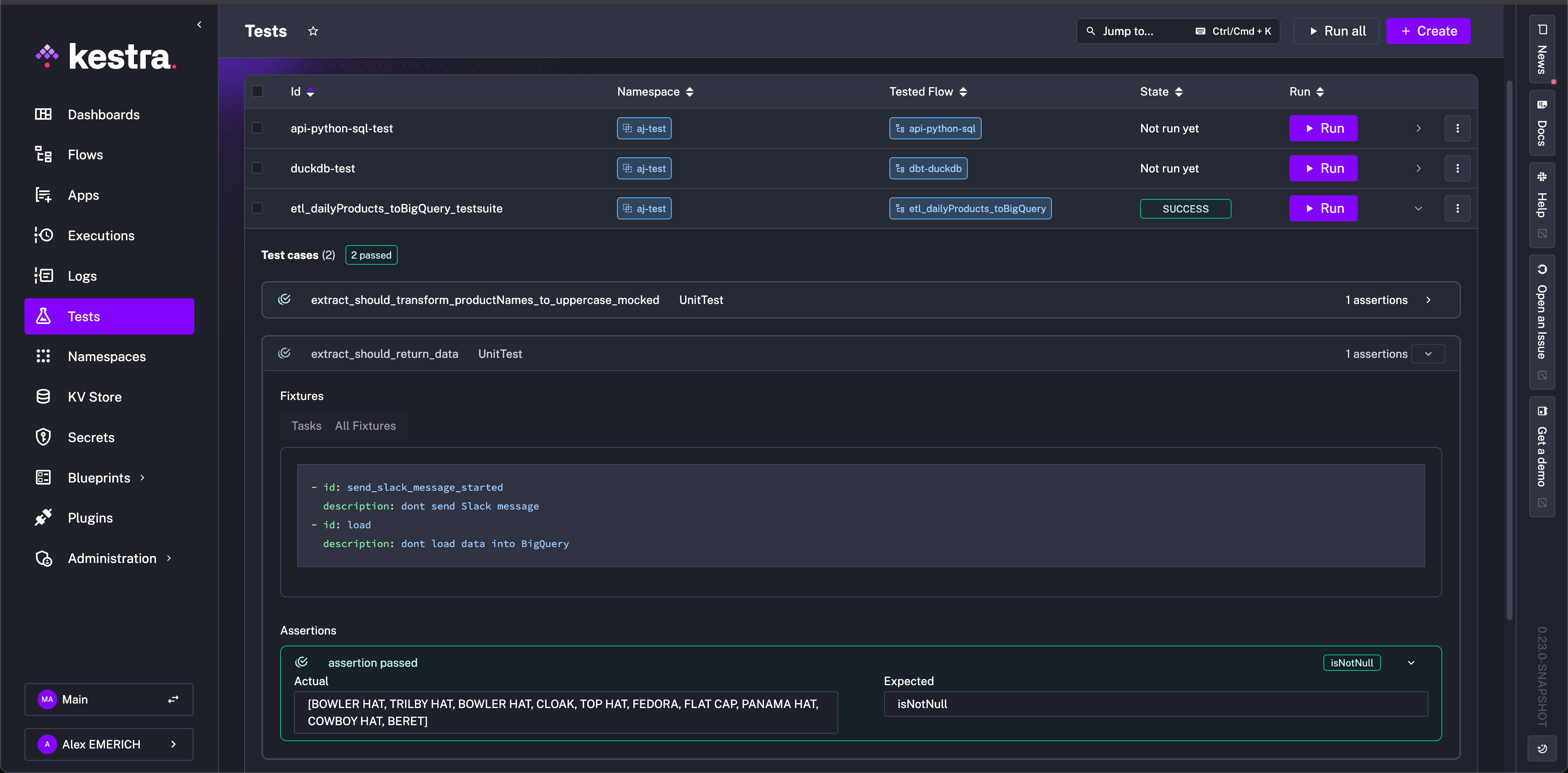Test case 1 results