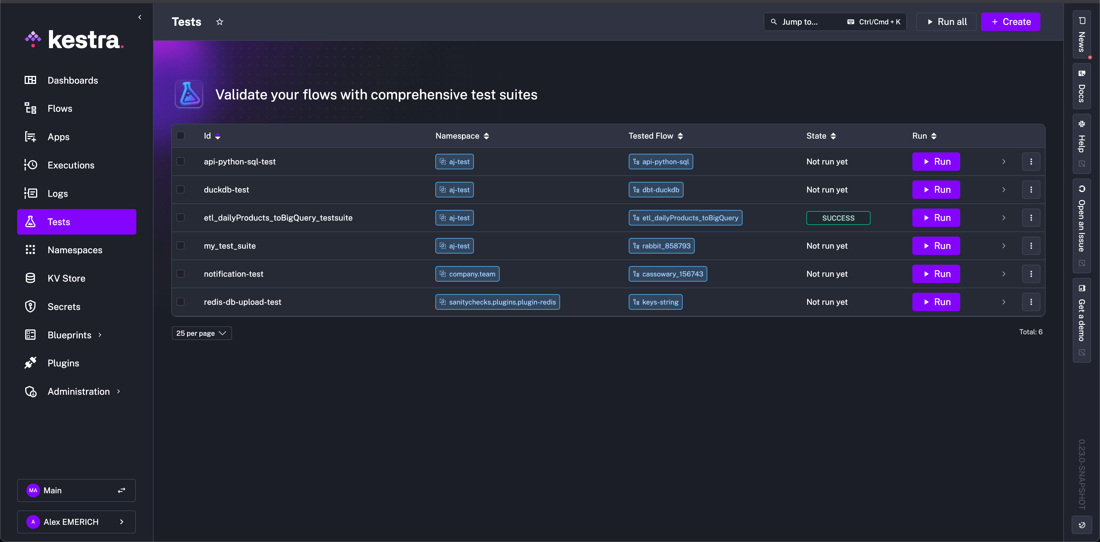 Tests Interface