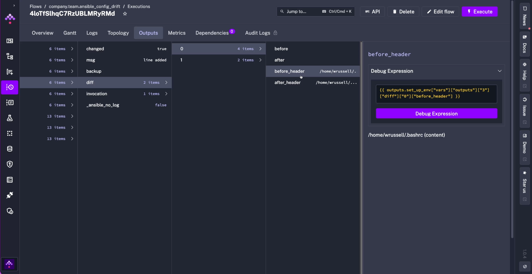 Ansible Config Drift Outputs