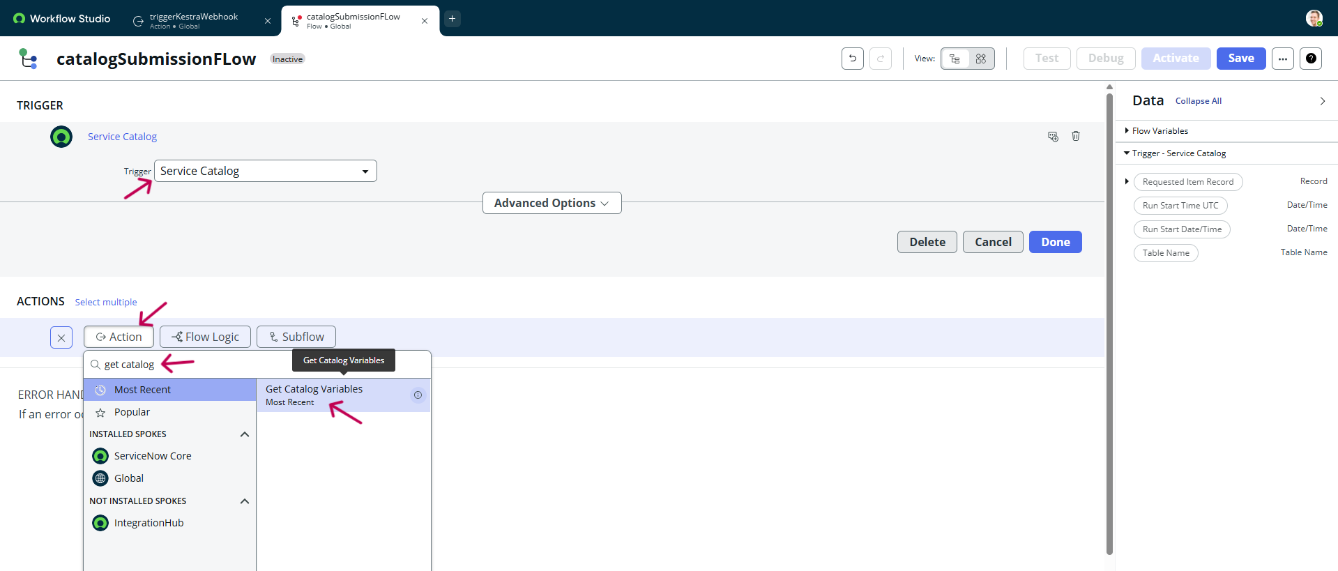Get Catalog Variables