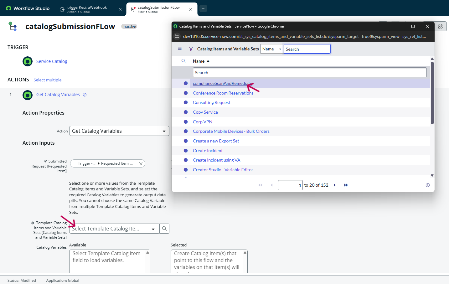 Set Template Catalog Items