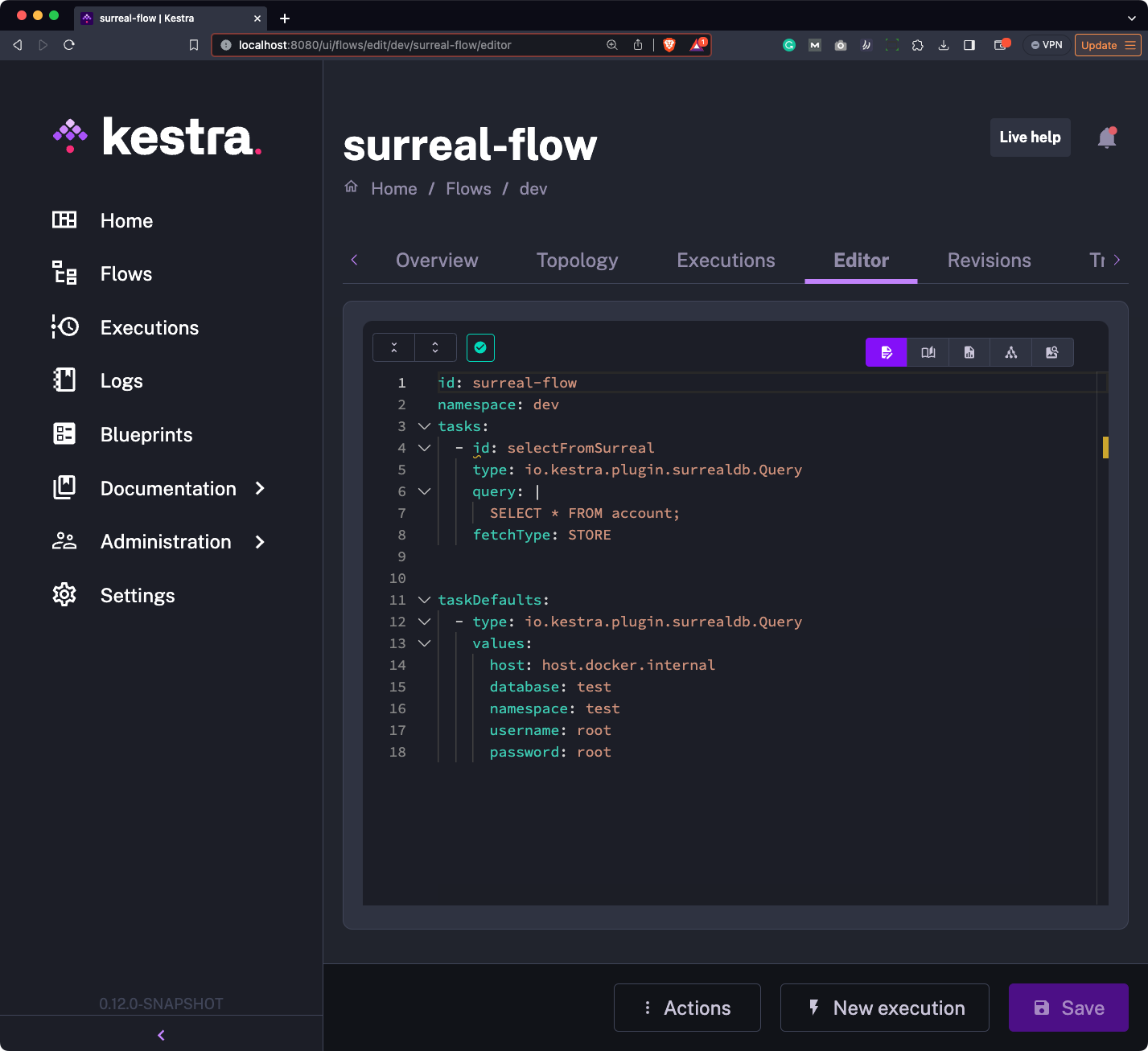Image 8 - First Kestra/SurrealDB flow