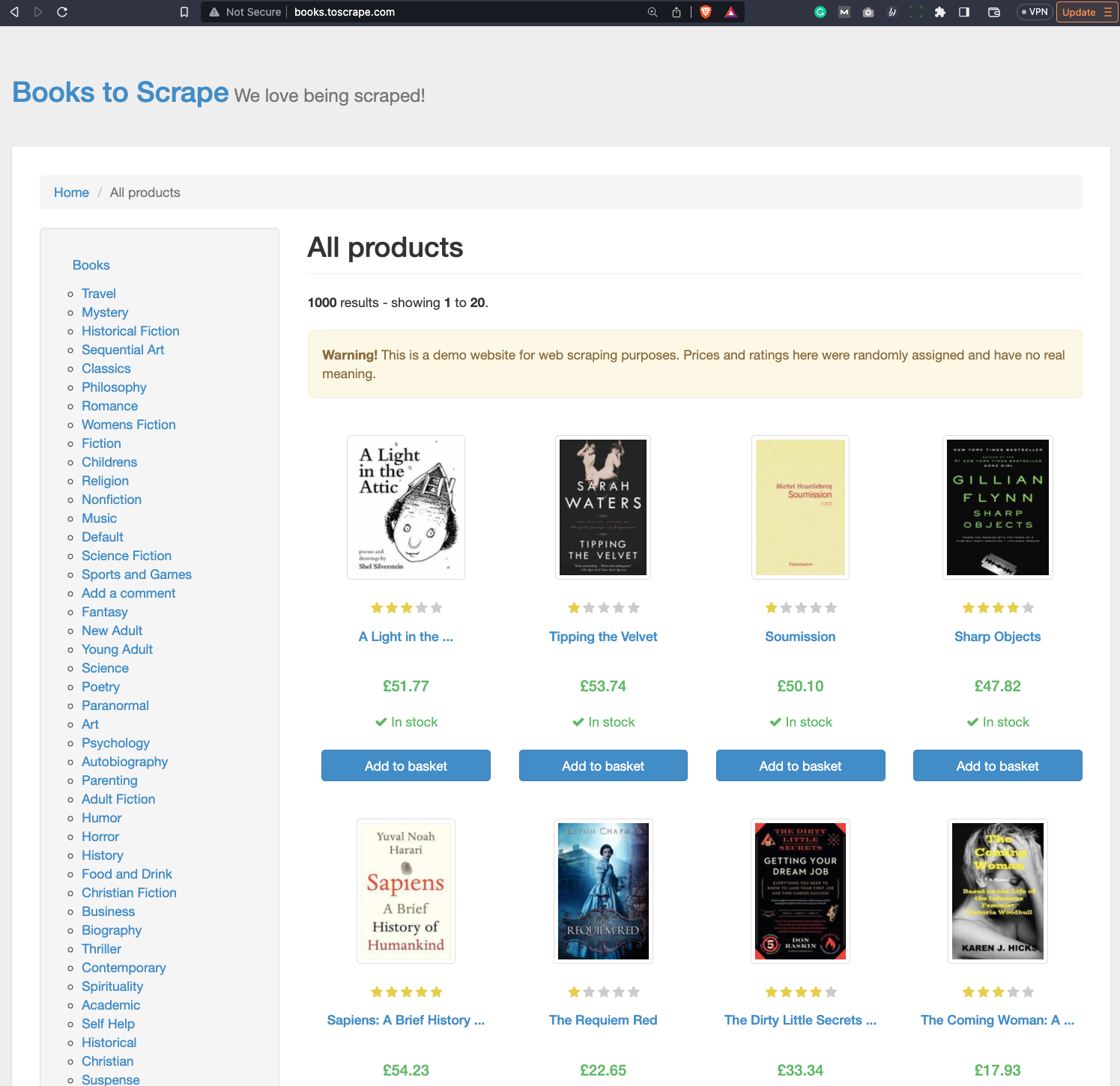 Image 1 - Books to scrape website