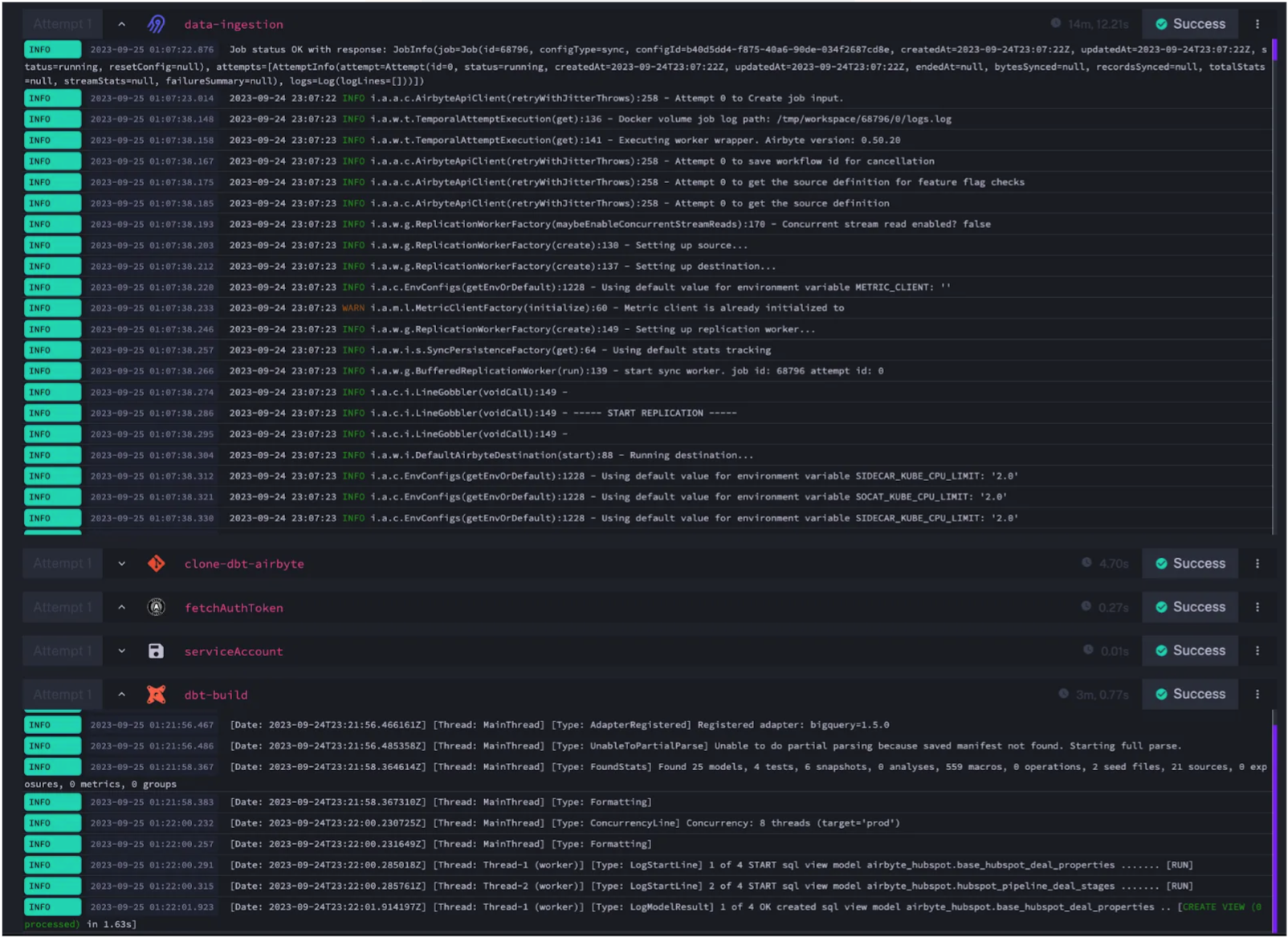 Flow execution logs