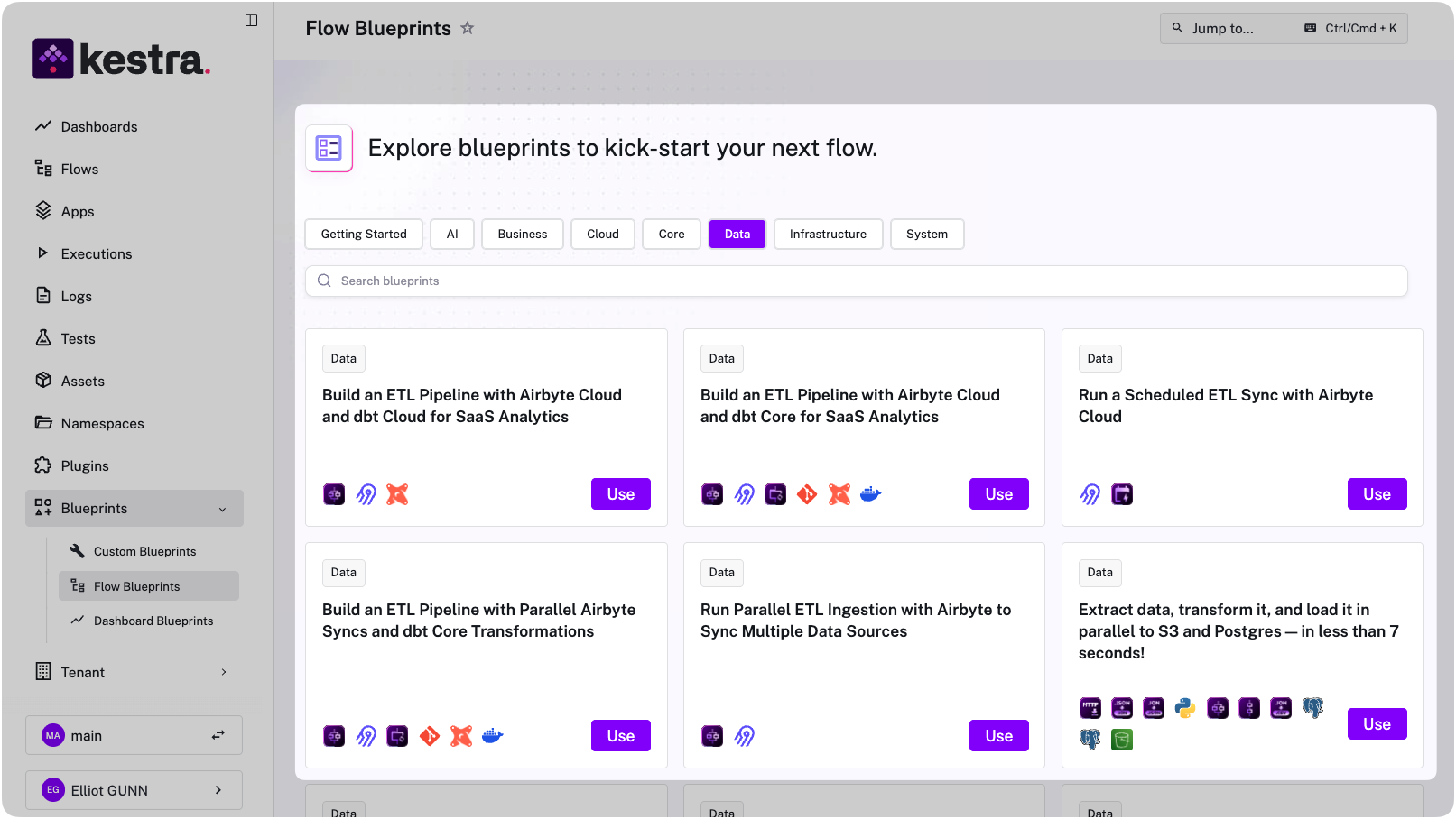 Kestra's Blueprints for data use cases