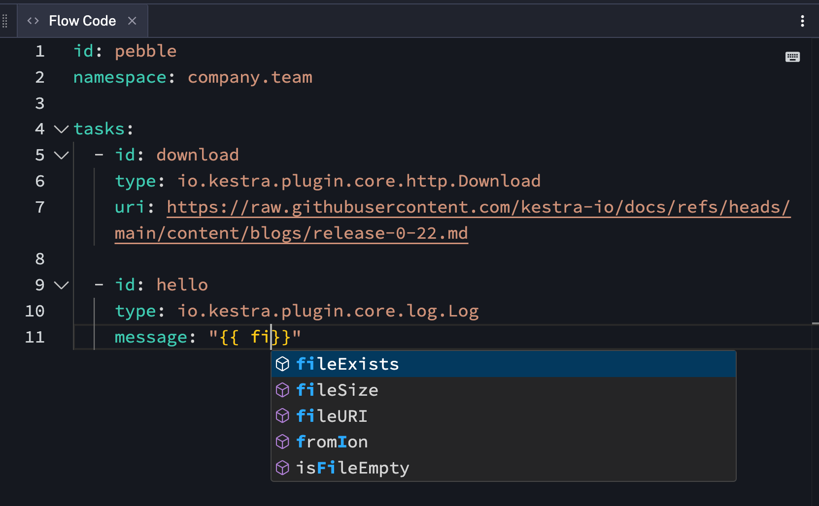 pebble function autocompletion