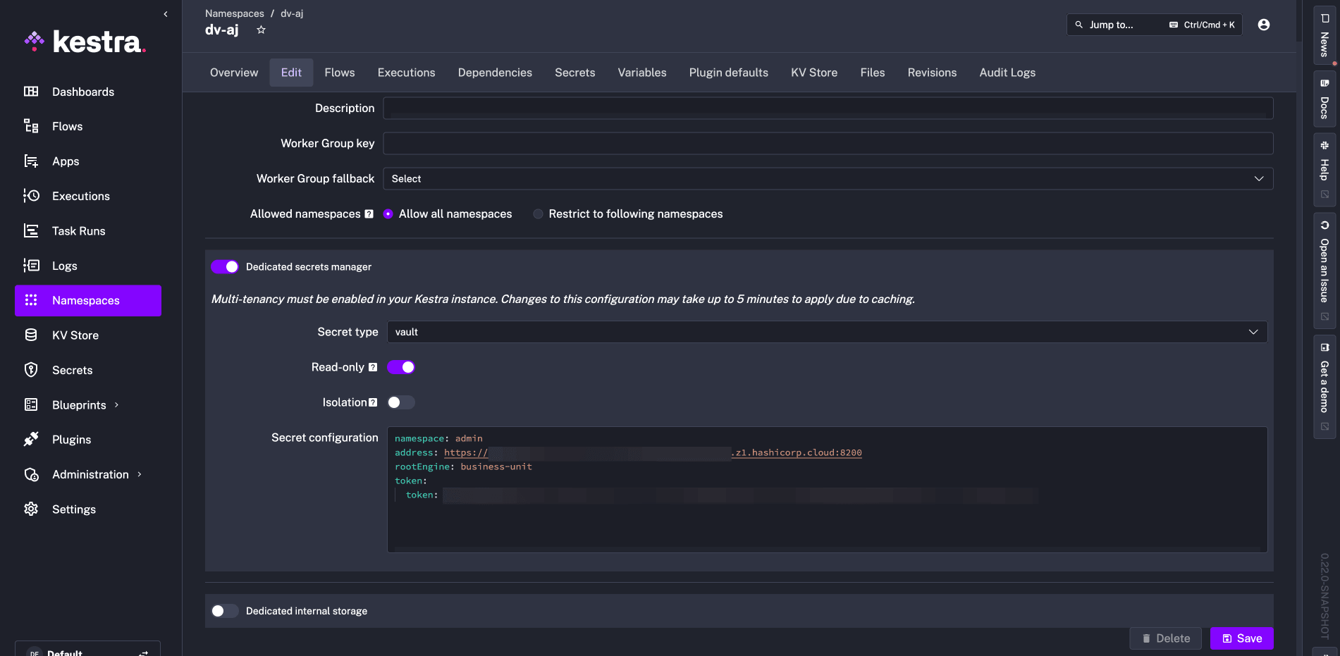 read only secret manager