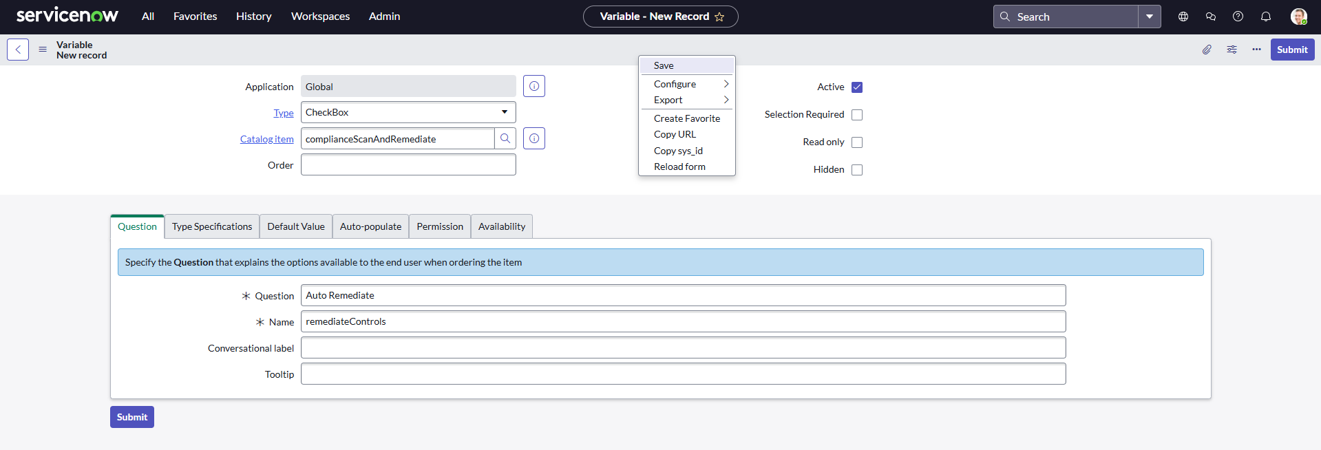 Autoremediate Variable