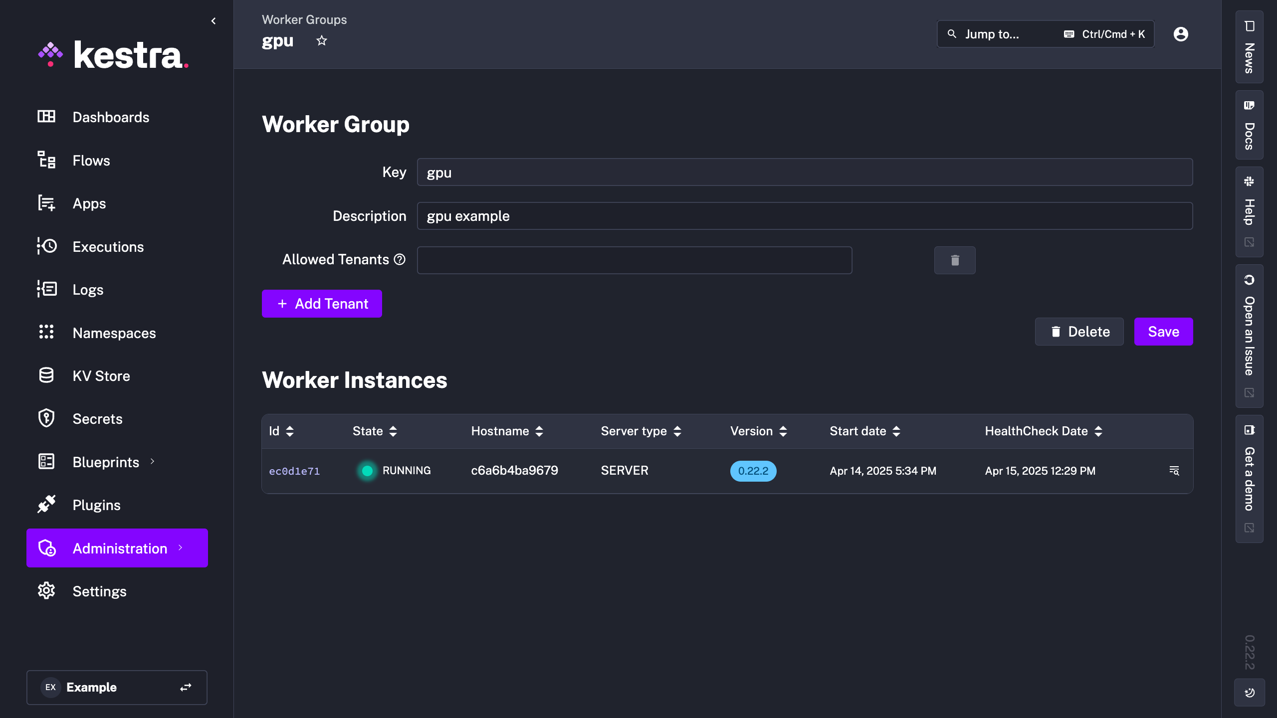 Worker Group UI Details