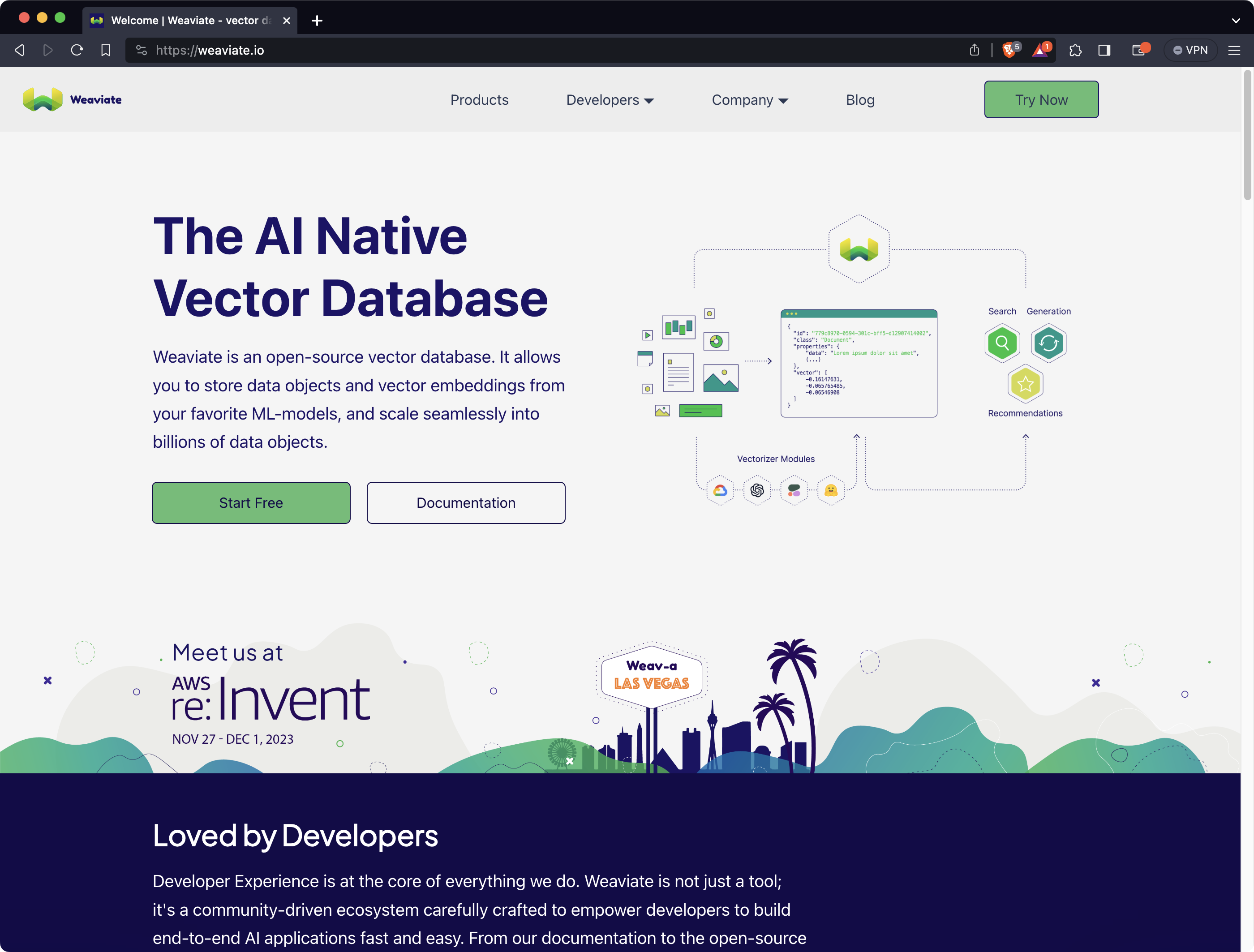 Image 1 - Weaviate homepage