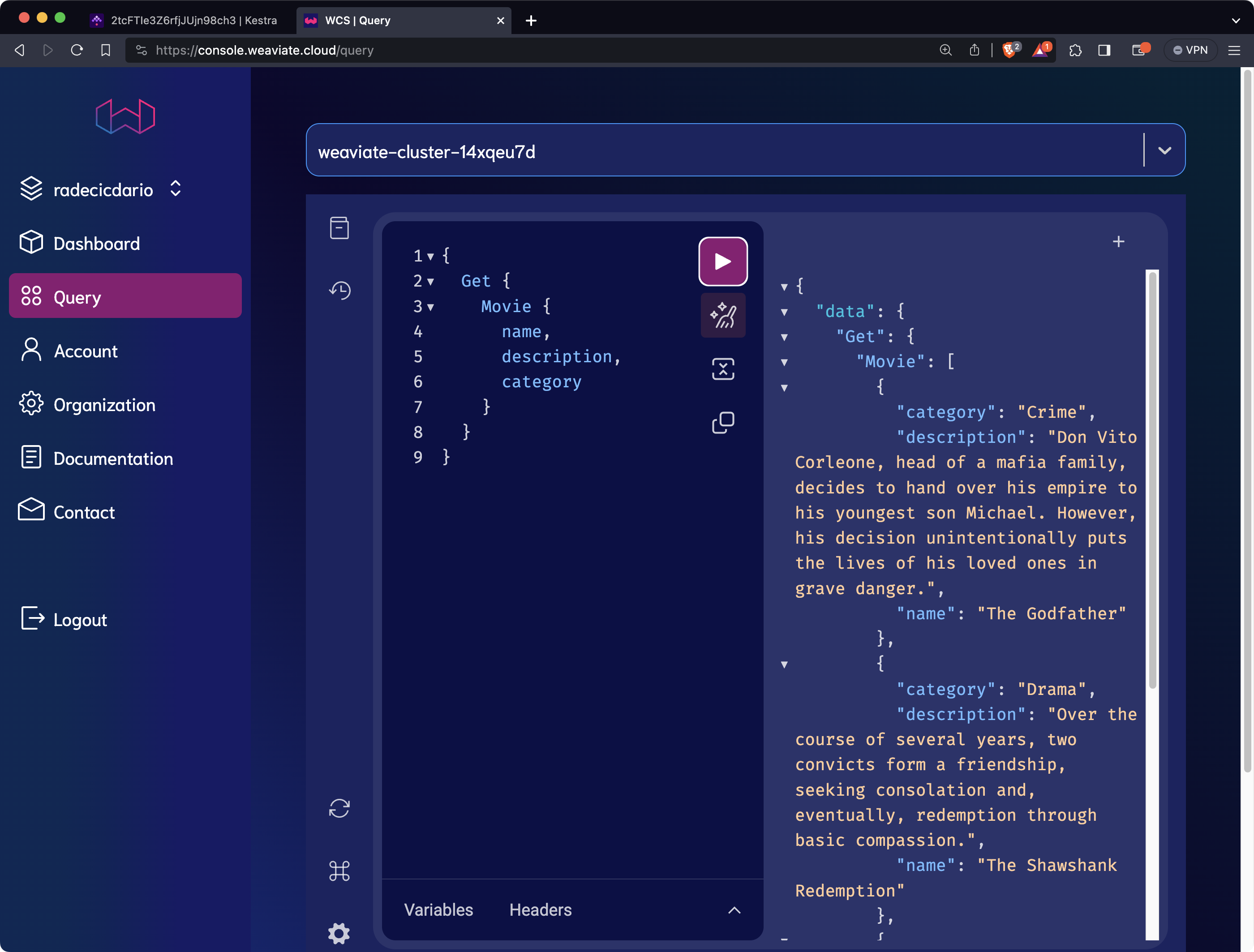 Image 8 - Weaviate console query