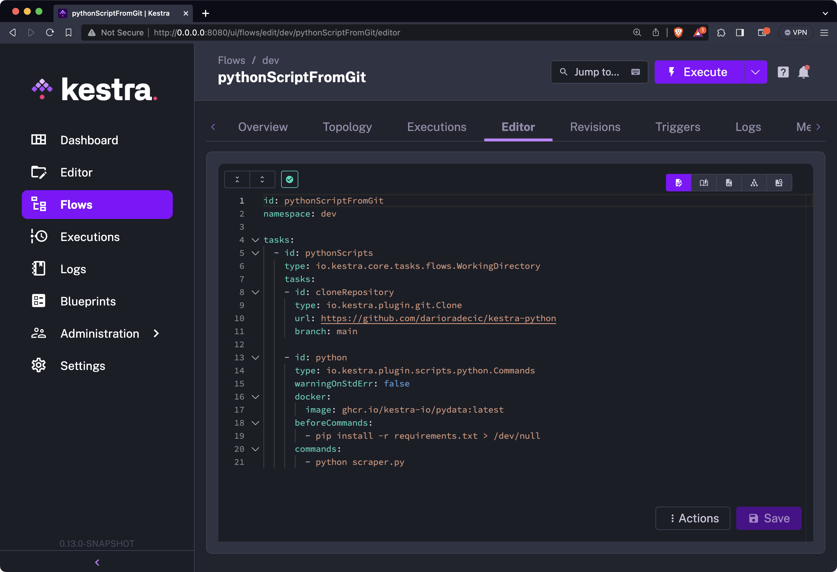 Image 6 - Contents of the Kestra editor