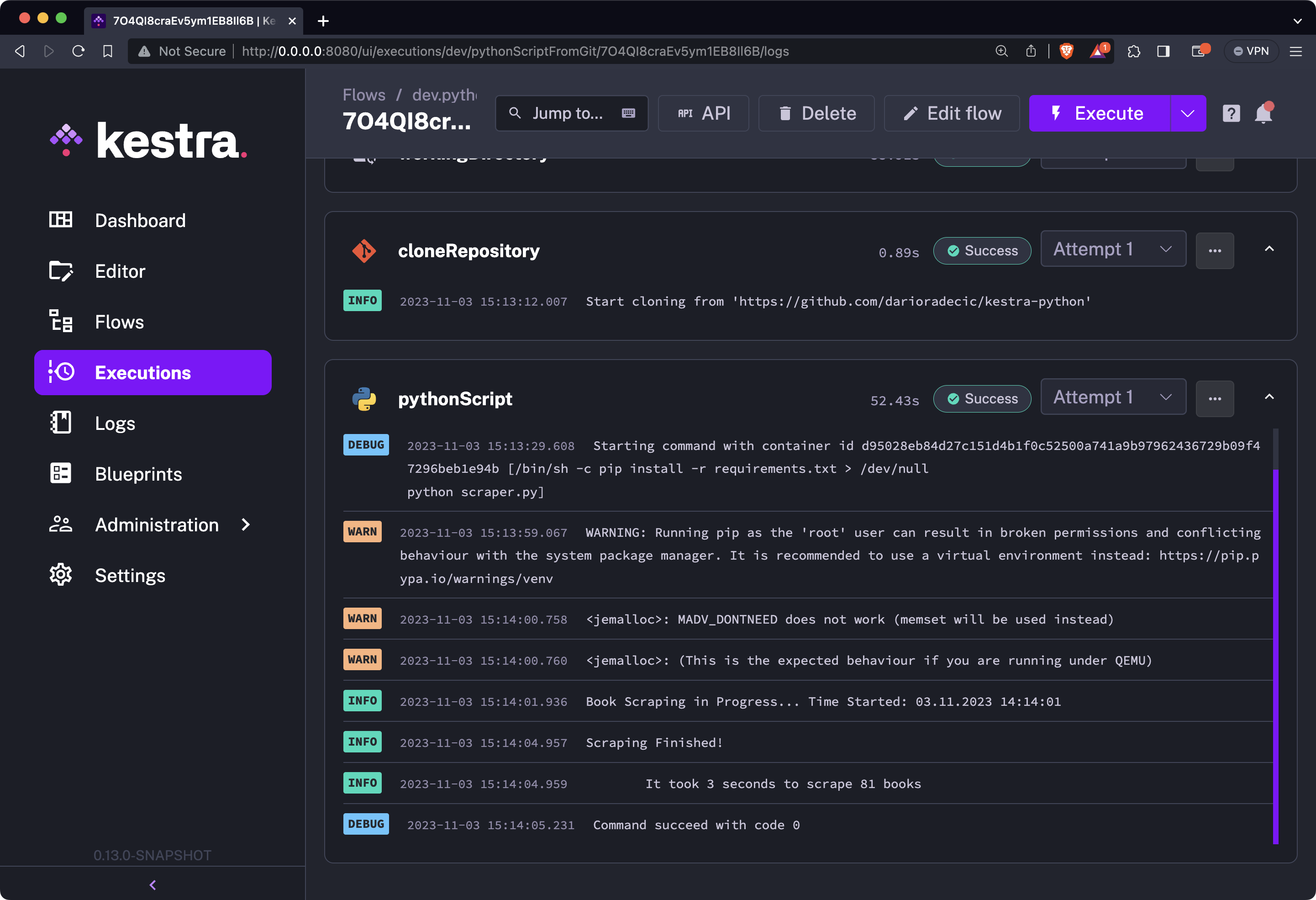 Image 8 - Kestra flow logs