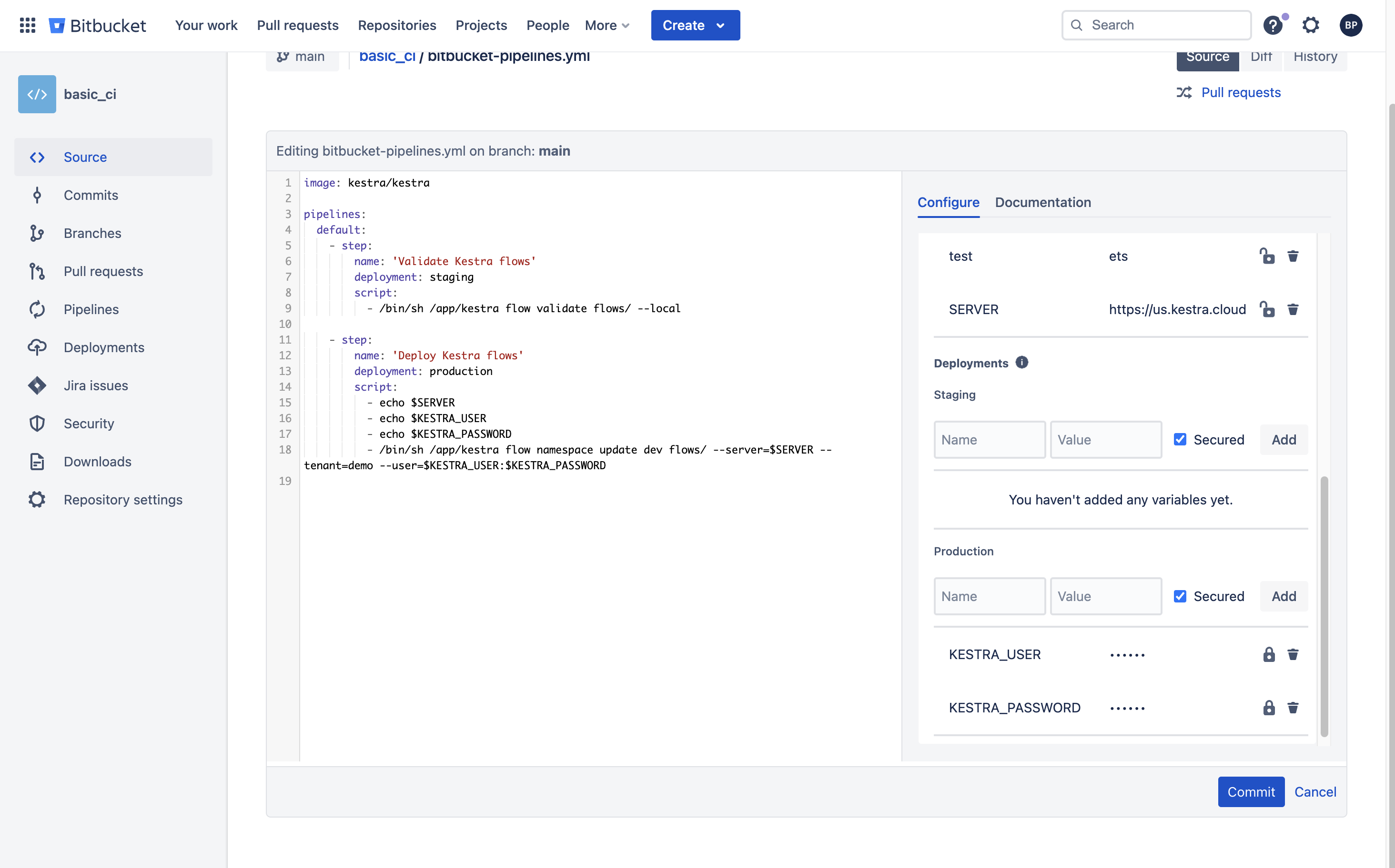 Bitbucket Pipes Variable