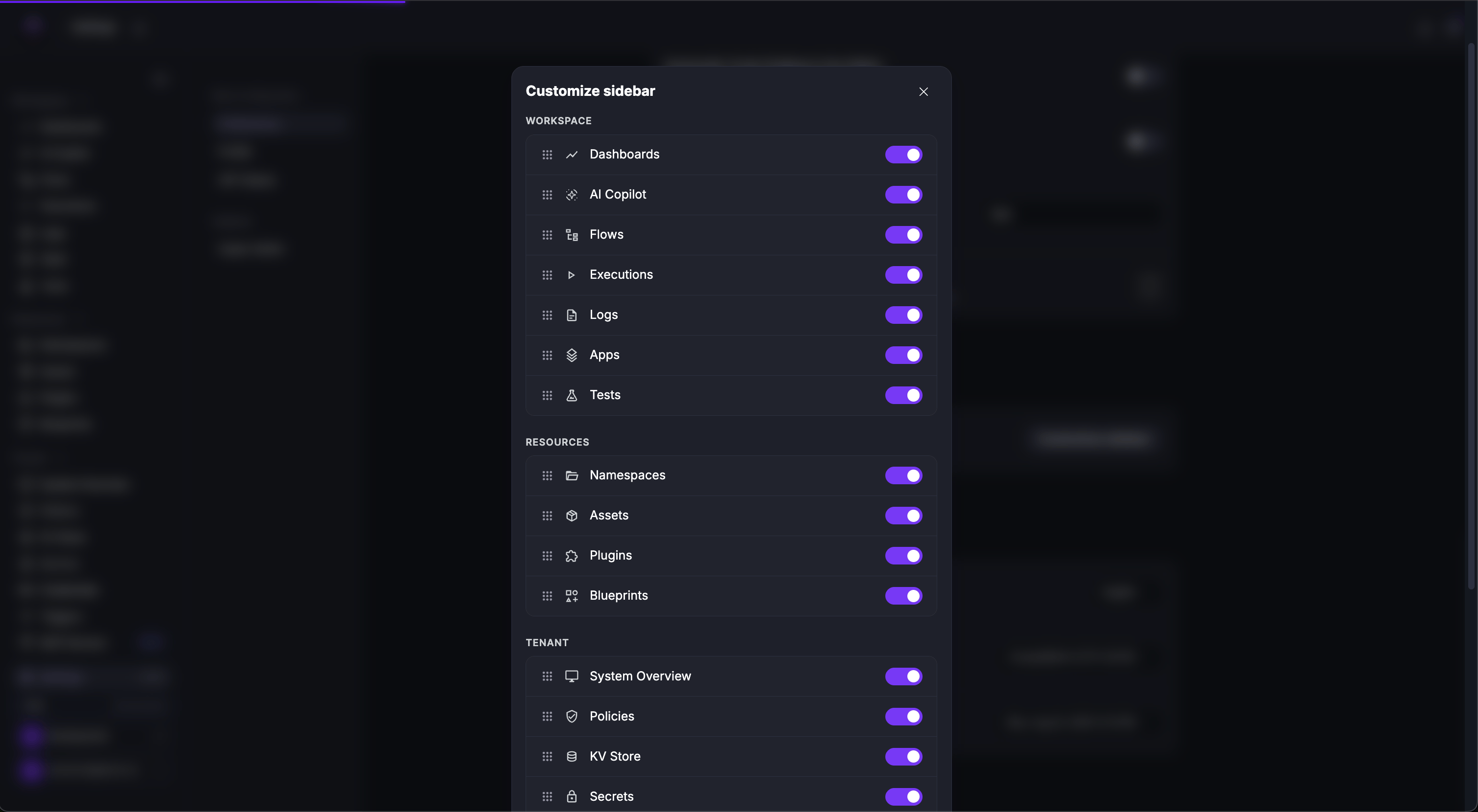 Customize Sidebar