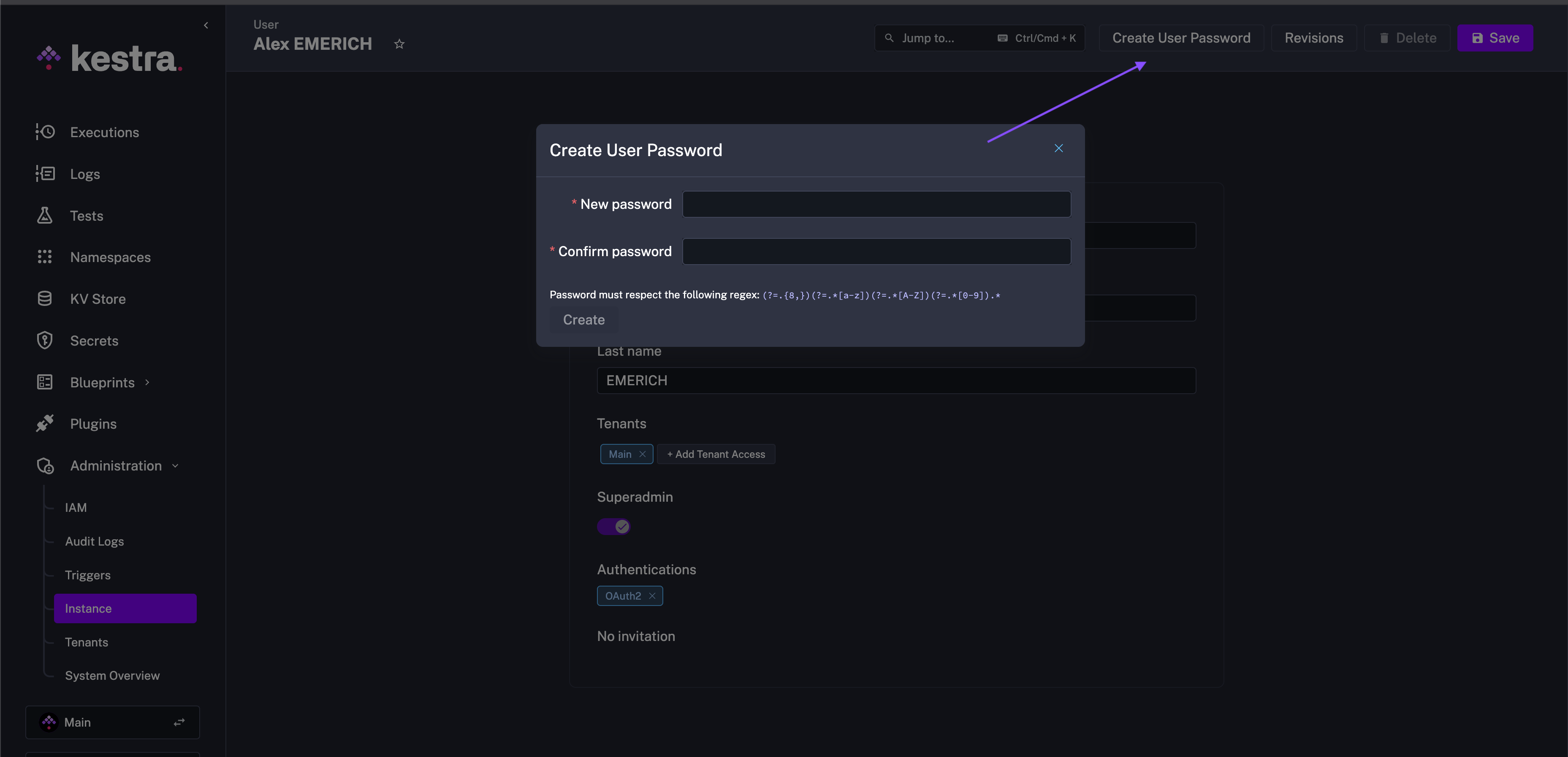 Superadmin Change Password