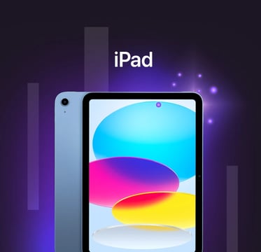 An Apple iPad showing colourful shapes on its screen