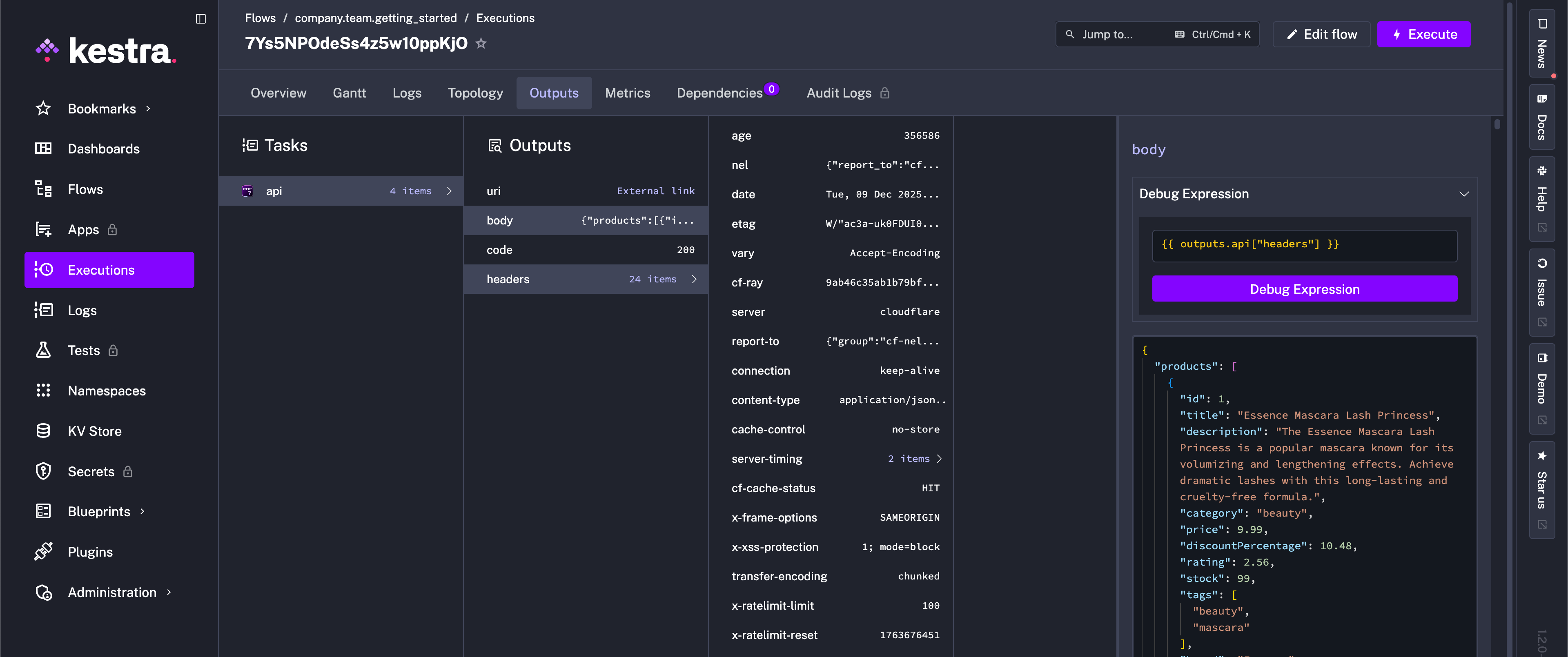 Output of our previous download