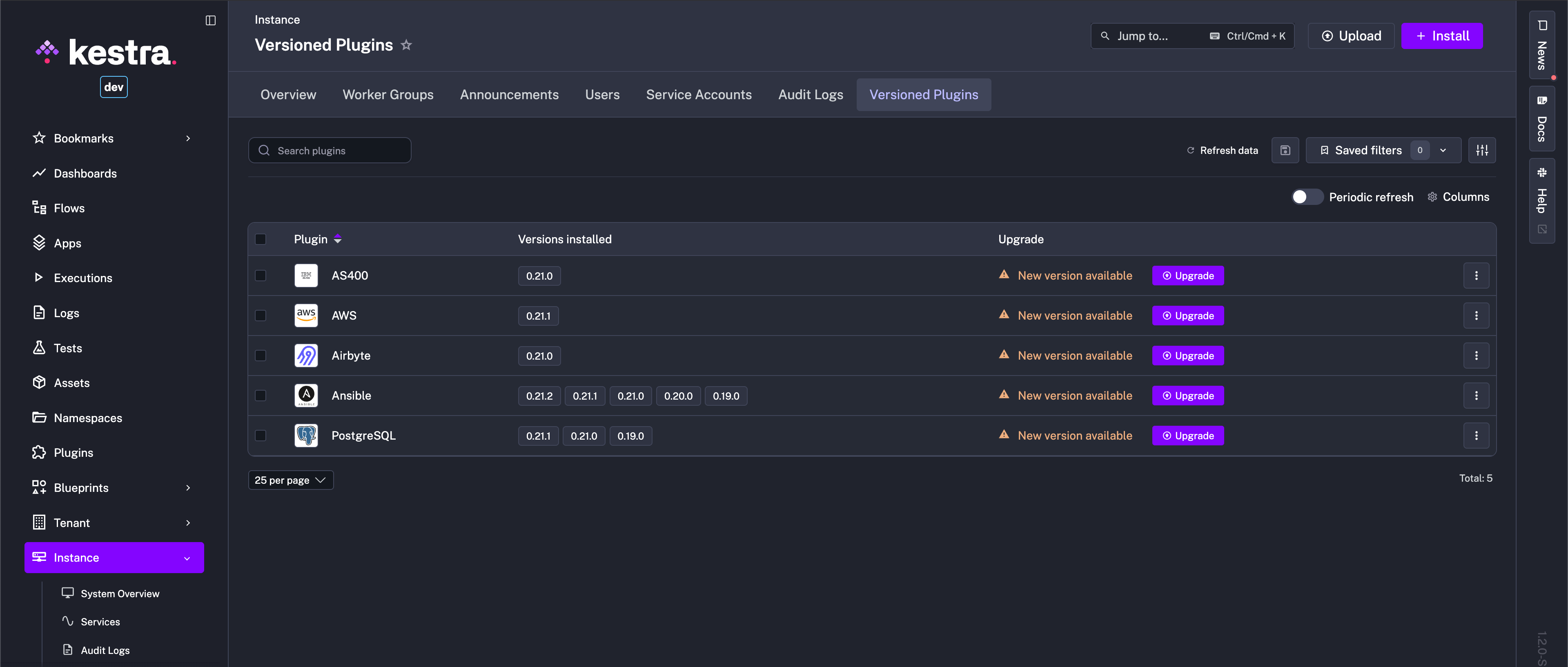 Instance Versioned Plugins