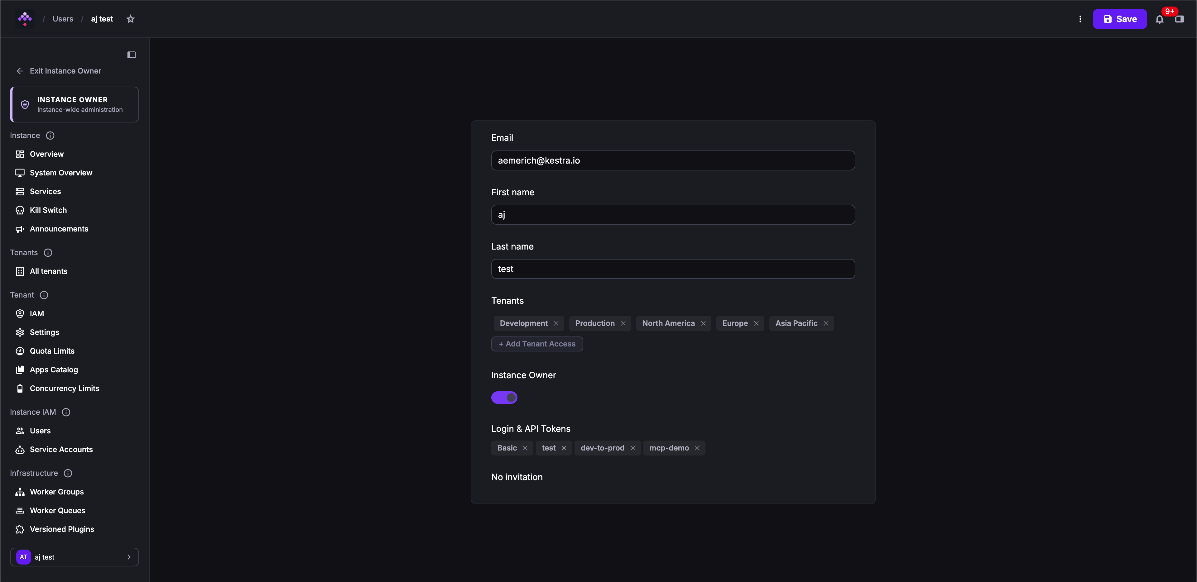Instance Owner toggle in the user edit page