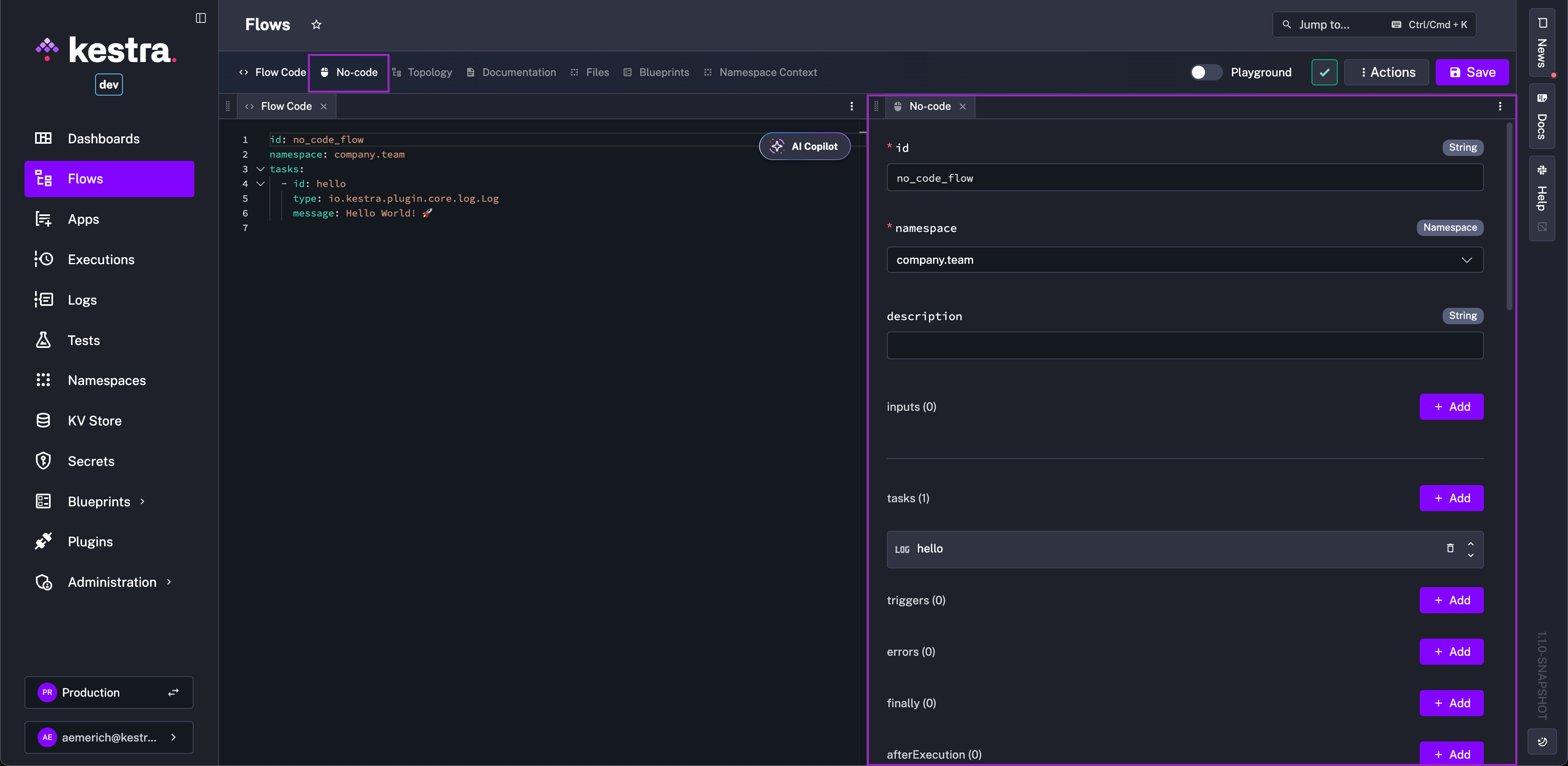 No Code Panel View