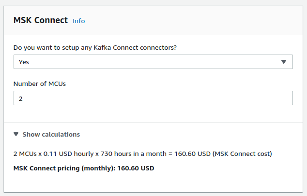 MSK connect pricing on aws