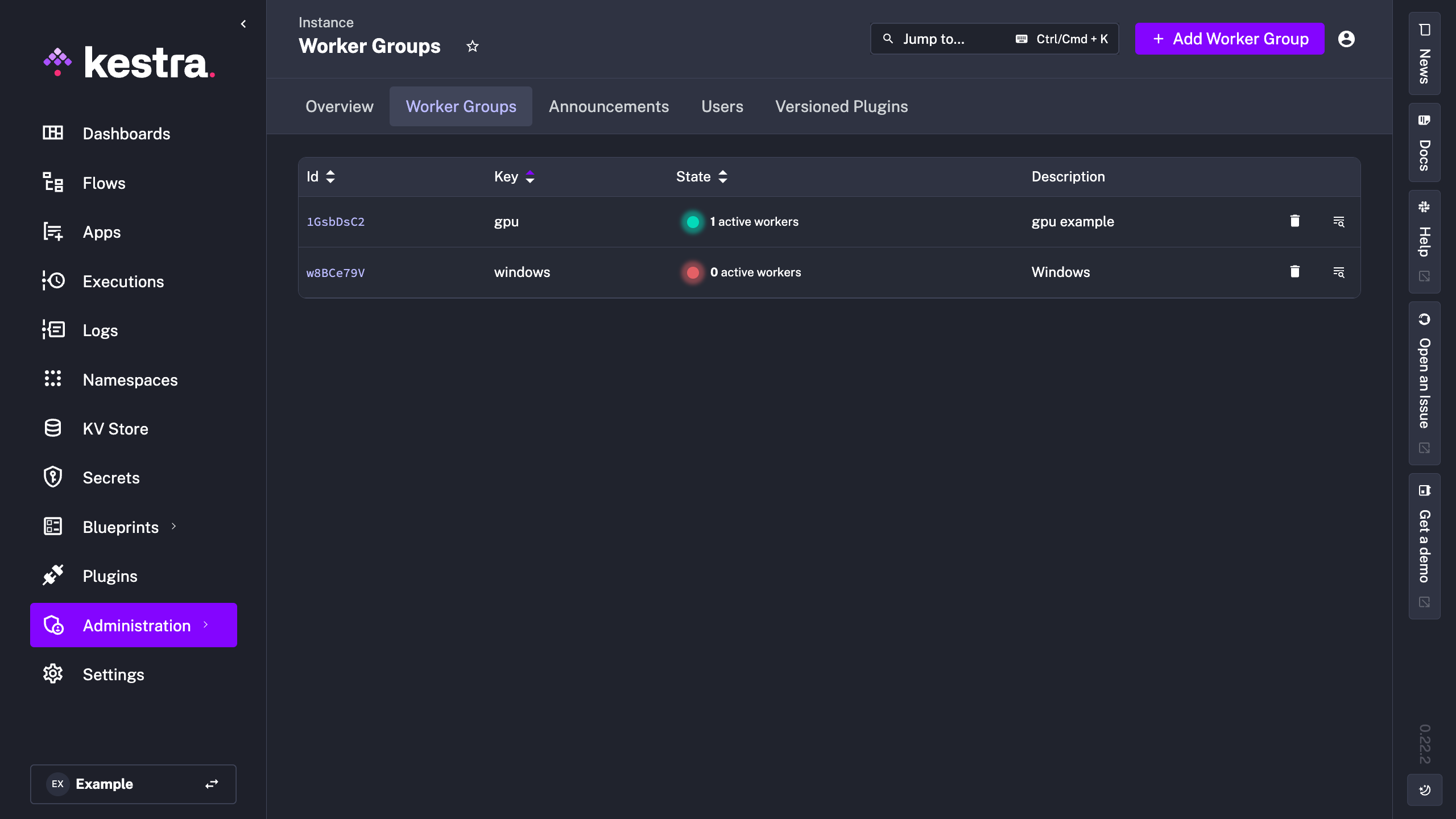 Worker Group UI
