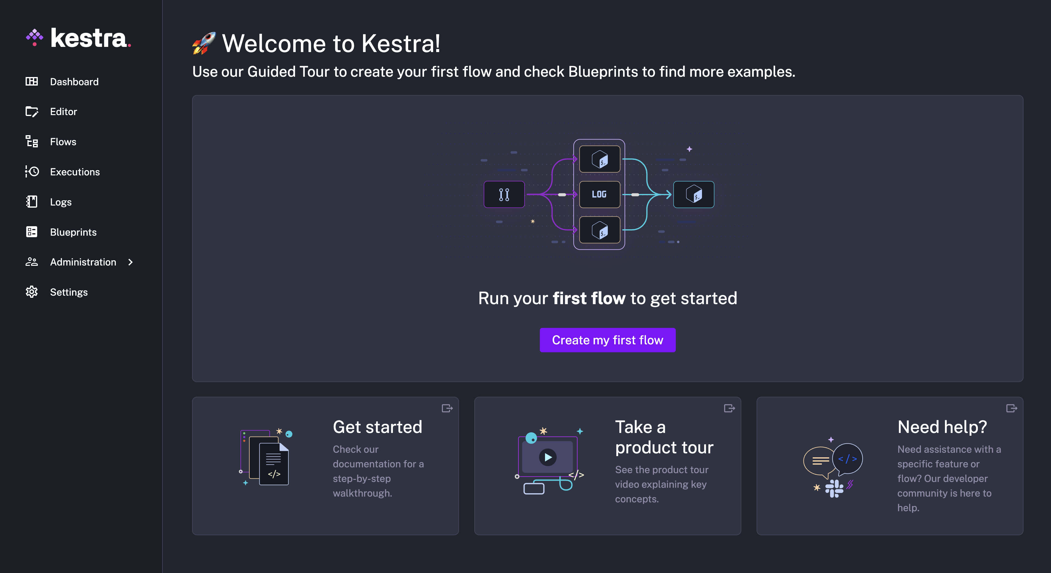 Kestra User Interface Welcome Page
